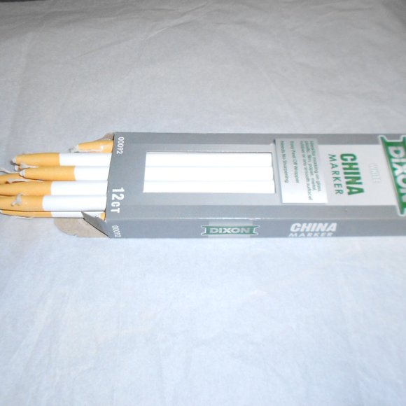 DIXON 12 CT. WHITE CHINA MARKER EASY PEEL OFF WRAPER PENCILS - Picture 2 of 4